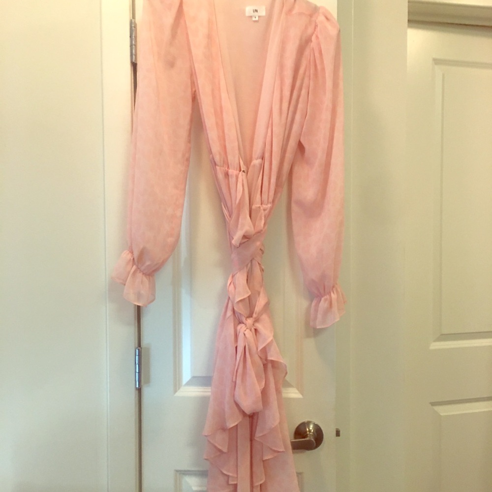 Ruffle duster by LPA in pink leopard